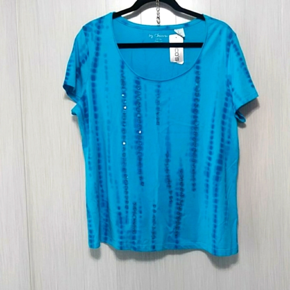 By Chicos blouse sz 2 color mavi blue new